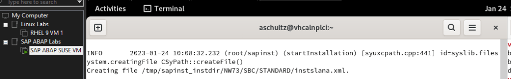 Image of the setup of the SAP ERP S/4HANA server.